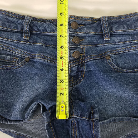 Blue Spice Denim Shorts Juniors 3 Blue Jean Low Rise Triple Button Medium Wash - Picture 4 of 12